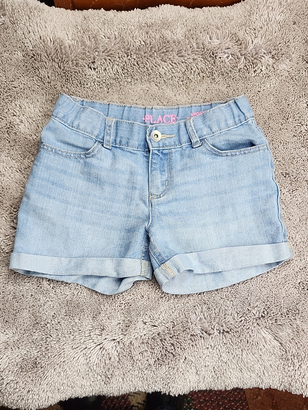 The Children's Place Light Wash Denim Rolled Cuff Shorts